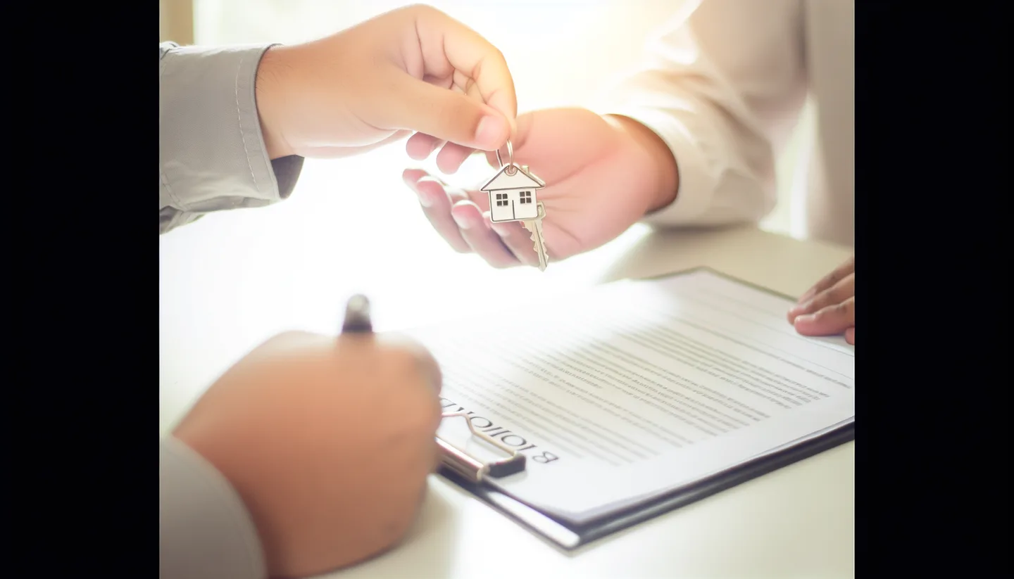 Exchanging keys over a signed property deed at closing