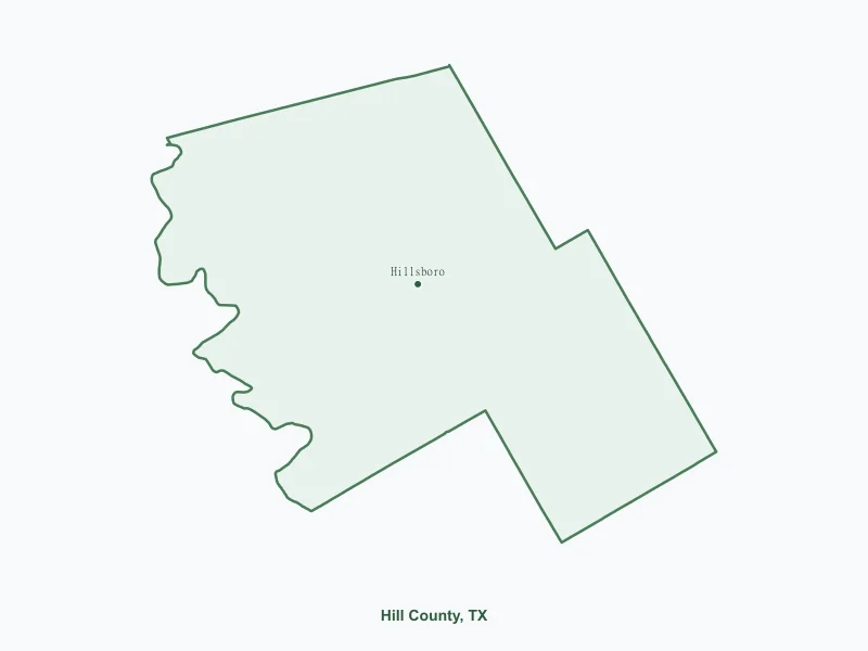 Map of Hill County, TX showing major cities