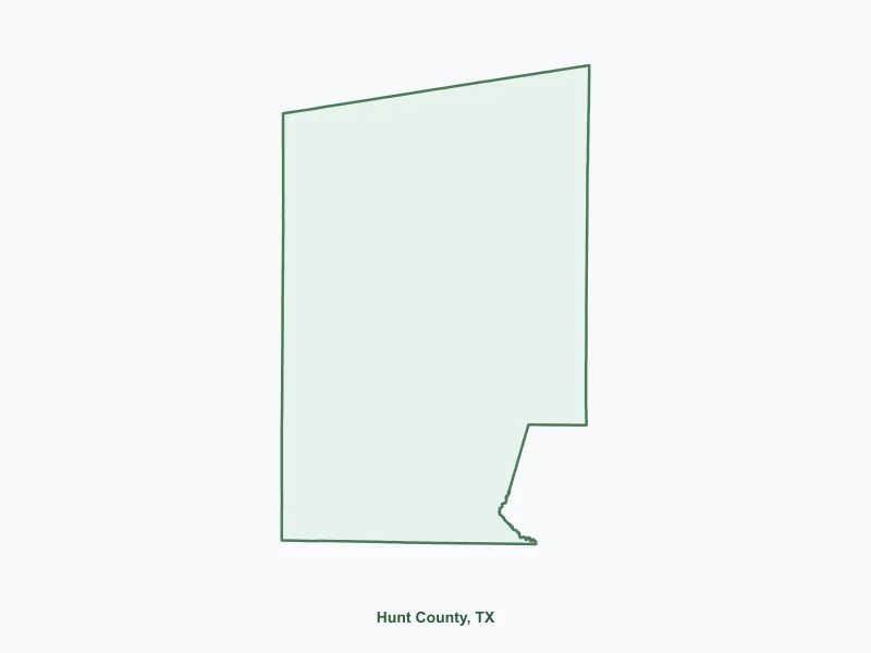 Map of Hunt County, TX showing major cities