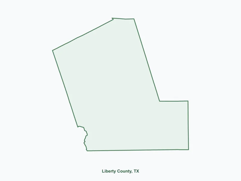 Map of Liberty County, TX showing major cities