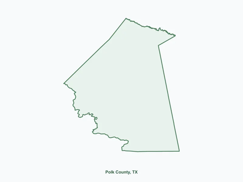 Map of Polk County, TX showing major cities