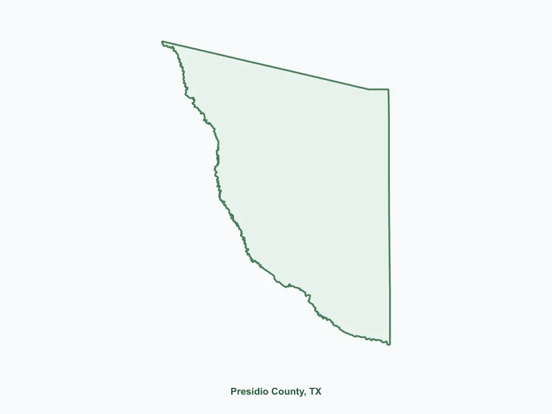 Map of Presidio County, TX showing major cities