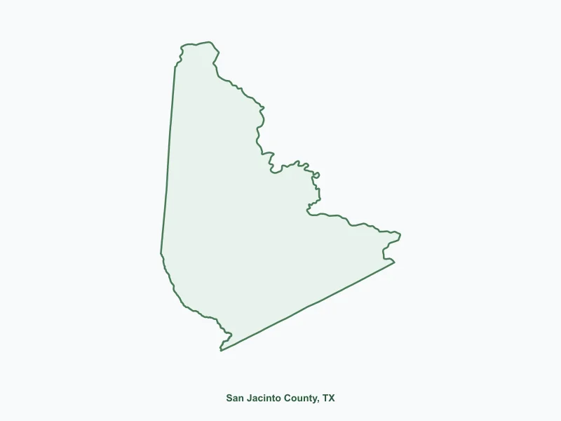 Map of San Jacinto County, TX showing major cities