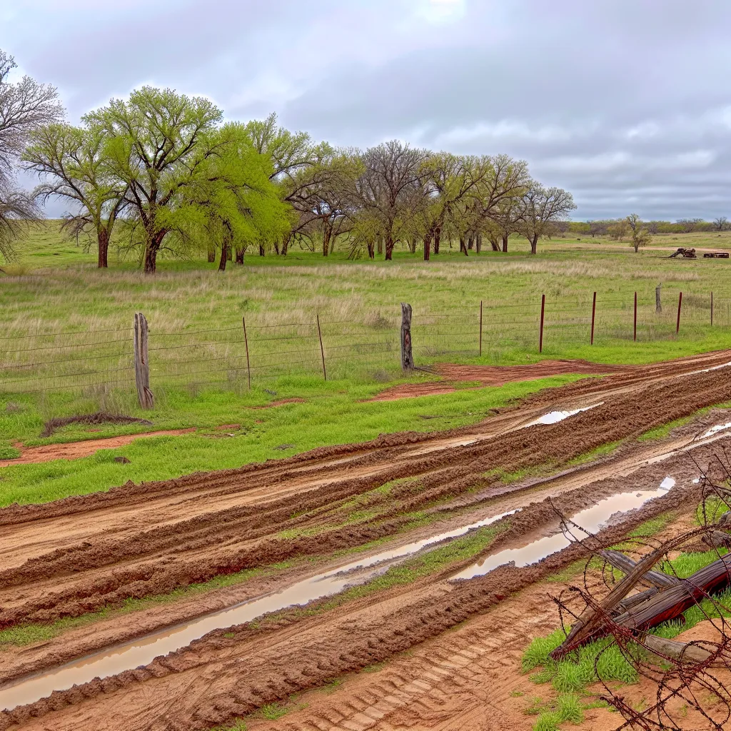 Rural acreage with open grassland and conifer forest in Decatur, Texas