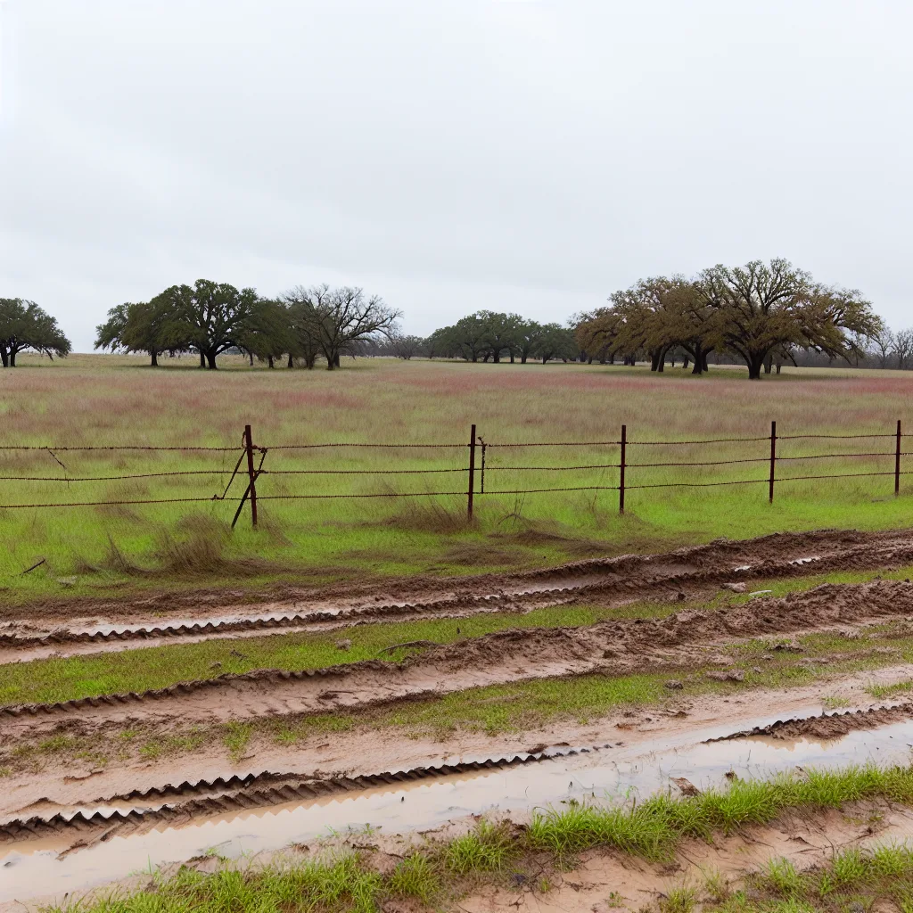 Rural acreage with open grassland and conifer forest in Liberty County, Texas