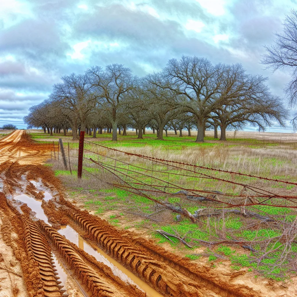 Rural acreage with open grassland and conifer forest in Tyler, Texas